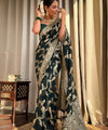Dark Green Jacquard Silk Saree | Rich Zari Border Saree