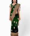 Dark Green Jacquard Silk Saree | Rich Zari Border Saree