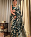 Dark Green Jacquard Silk Saree | Rich Zari Border Saree