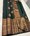 Dark Green Jacquard Silk Saree | Rich Zari Border Saree