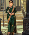Dark Green Jacquard Silk Saree | Traditional Wedding Wear