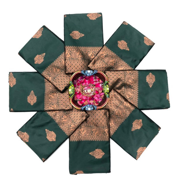 Dark Green Jacquard Silk Saree | Traditional Wedding Wear
