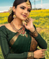 Dark Green Jacquard Silk Saree | Traditional Wedding Wear