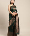 Dark Green Kanjivaram Silk Saree | Bridal & Festive Wear