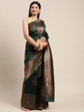 Dark Green Kanjivaram Silk Saree | Bridal & Festive Wear