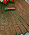 Dark Green Kanjivaram Silk Saree | Bridal & Festive Wear