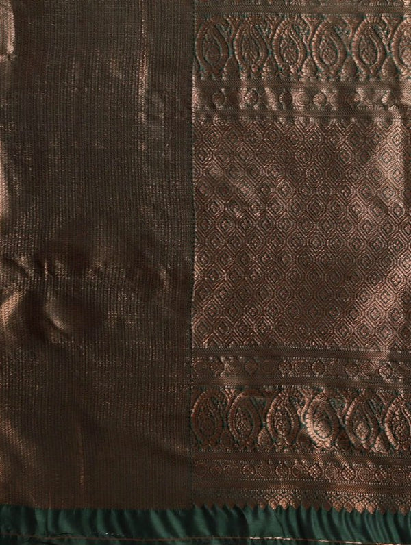 Dark Green Kanjivaram Silk Saree | Bridal & Festive Wear
