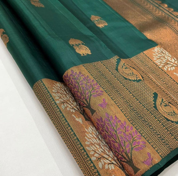 Dark Green Kanjivaram Silk Saree | Festival & Ceremony Wear