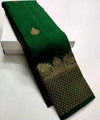 Dark Green Kanjivaram Silk Saree | Traditional Zari Weave
