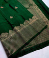 Dark Green Kanjivaram Silk Saree | Traditional Zari Weave