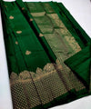 Dark Green Kanjivaram Silk Saree | Traditional Zari Weave