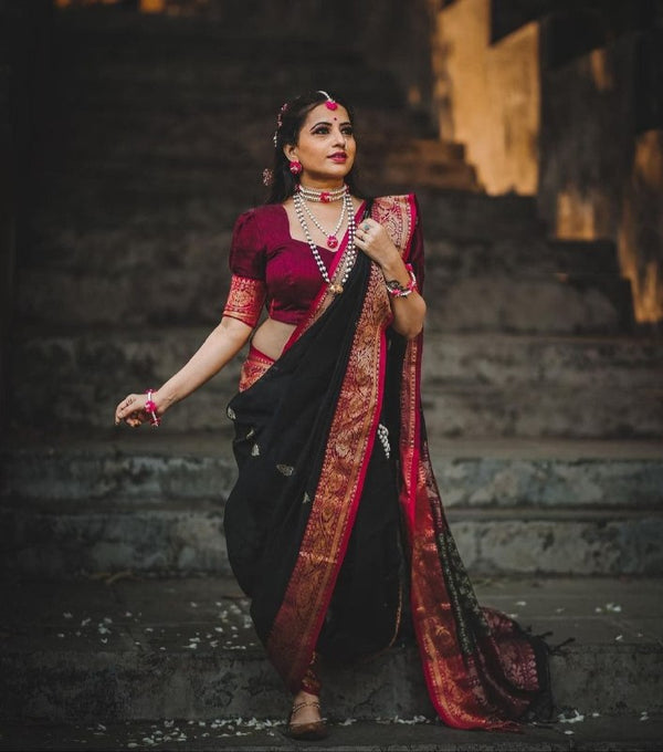 Dark Green Paithani Silk Saree | Wedding & Festive Wear