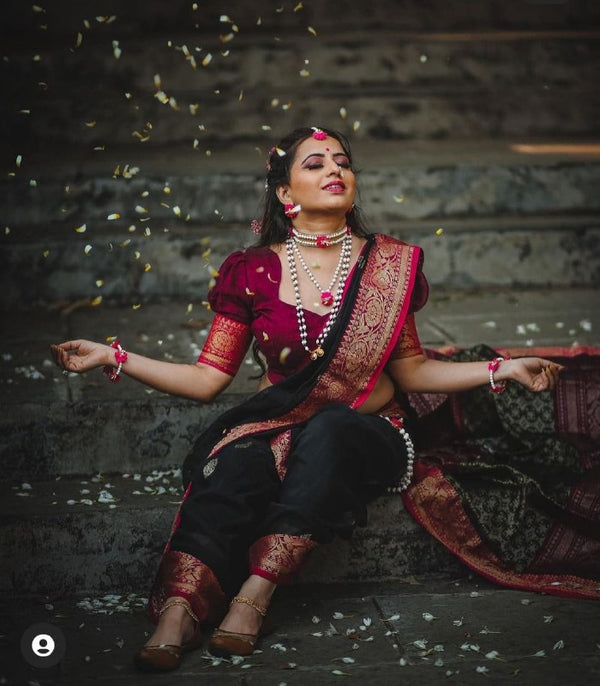 Dark Green Paithani Silk Saree | Wedding & Festive Wear