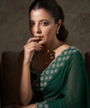 Dark Green Satin Saree with Zari Weaving & Siroski Border | RD TANISHKA
