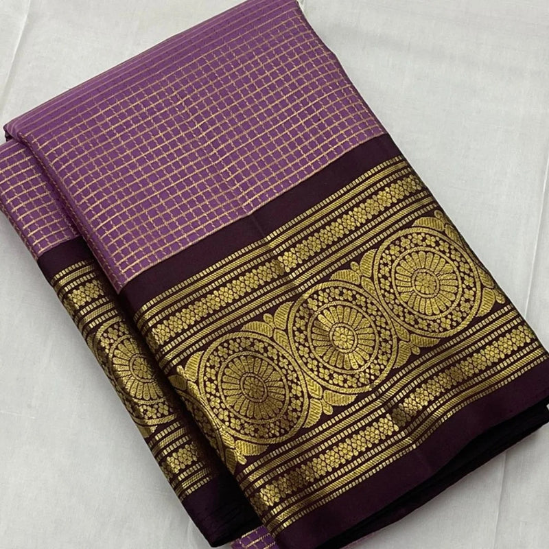 Dark Purple Kanjivaram Silk Saree | Festive & Party Wear