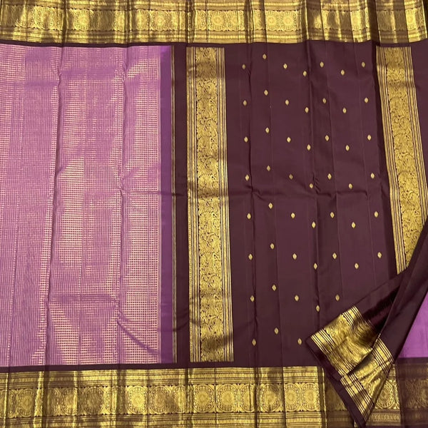 Dark Purple Kanjivaram Silk Saree | Festive & Party Wear