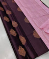 Deep Plum Banarasi Silk Saree | Traditional Zari Weave