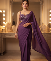 Deep Plum Bollywood Designer Saree | Party & Festive Wear