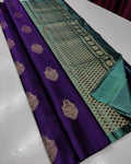 Deep Purple Banarasi Silk Saree | Traditional Zari Weave