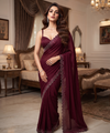 Deep Wine Silk Saree | Wedding & Festive Wear
