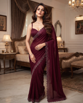 Deep Wine Silk Saree | Wedding & Festive Wear