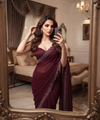 Deep Wine Silk Saree | Wedding & Festive Wear
