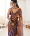 Dusky Purple Space Silk Sequin Embroidery Saree for Party Wear | RD KAVYA