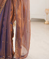 Dusky Purple Space Silk Sequin Embroidery Saree for Party Wear | RD KAVYA