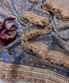 Dusty Grey Moss Satin Saree with Maharani Big Border | RD PRIYA