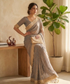 Dusty Grey Moss Satin Saree with Maharani Big Border | RD PRIYA
