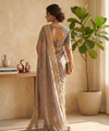 Dusty Grey Moss Satin Saree with Maharani Big Border | RD PRIYA
