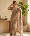 Dusty Grey Moss Satin Saree with Maharani Big Border | RD PRIYA