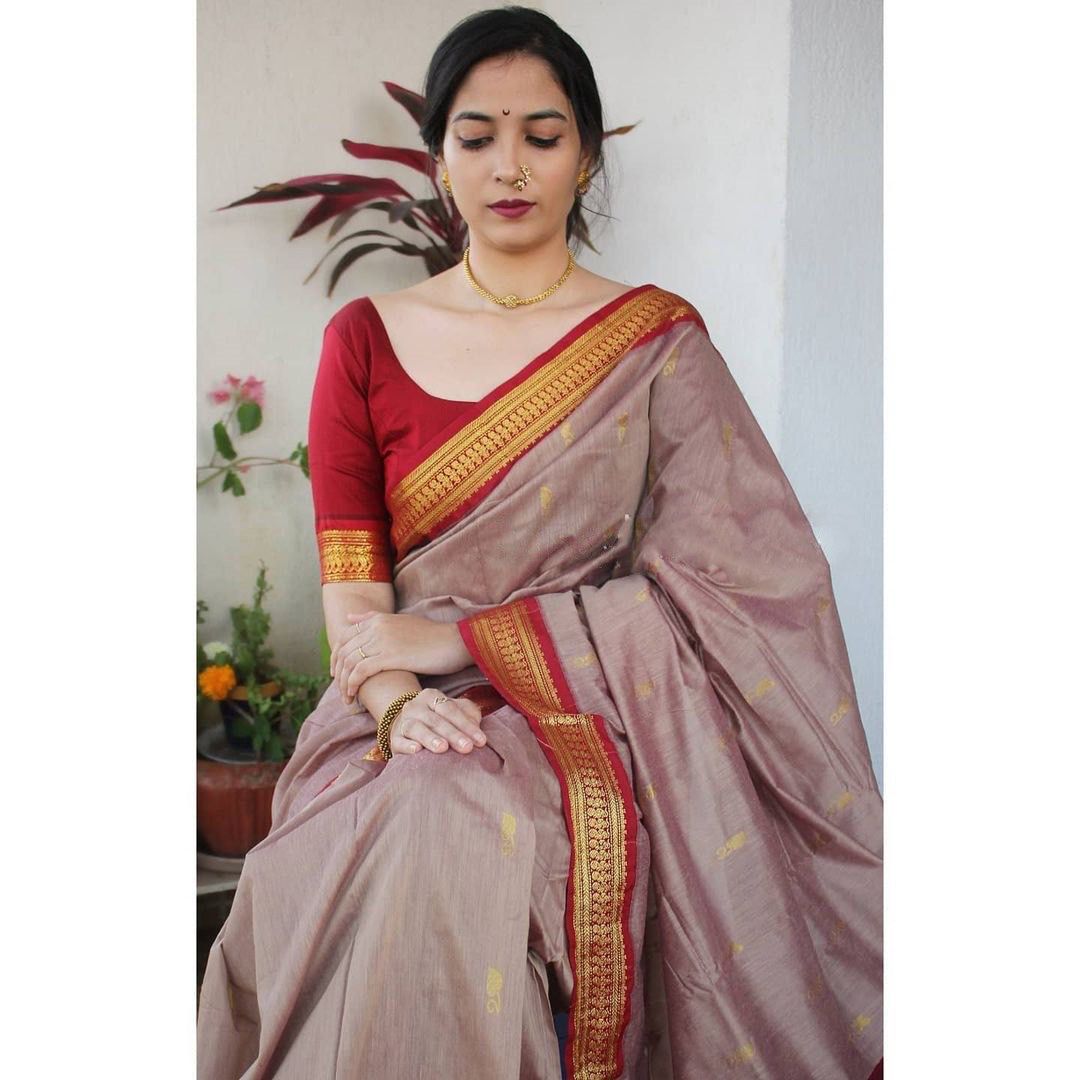 Dusty Pink Banarasi Silk Saree | Wedding & Festive Wear