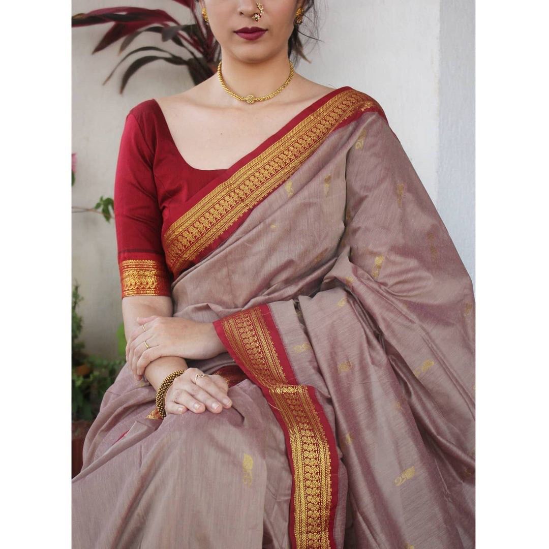 Dusty Pink Banarasi Silk Saree | Wedding & Festive Wear