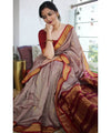 Dusty Pink Banarasi Silk Saree | Wedding & Festive Wear