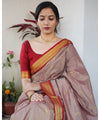 Dusty Pink Banarasi Silk Saree | Wedding & Festive Wear
