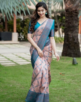 Dusty Pink Jacquard Silk Saree | Ethnic Wear for Women