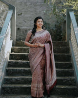 Dusty Rose Banarasi Silk Saree | Wedding & Festive Wear