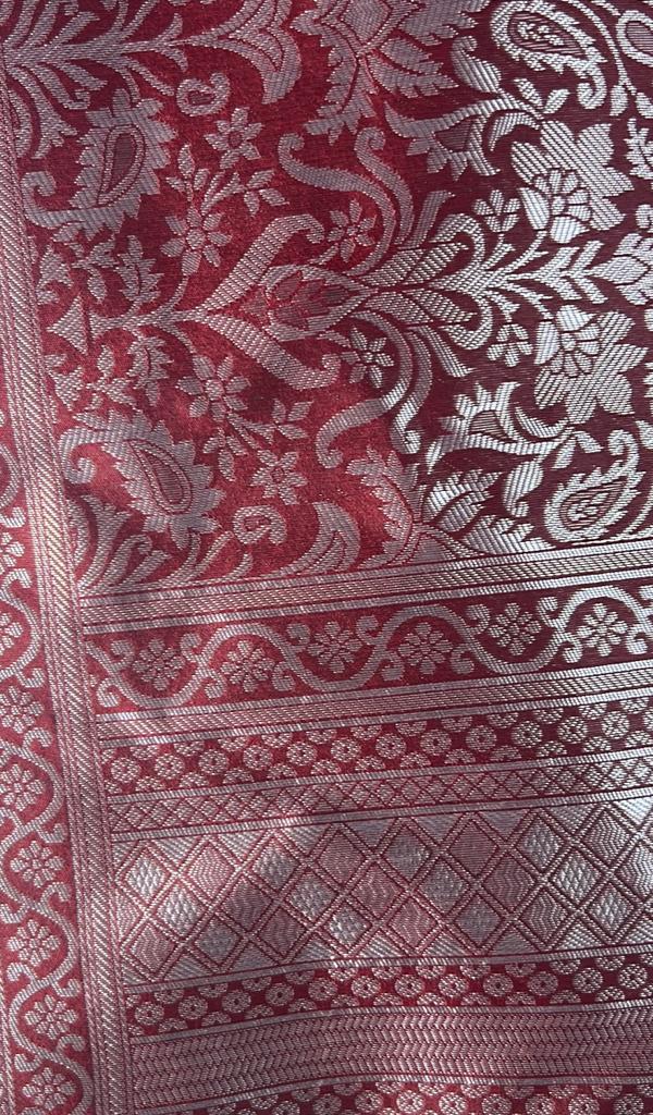 Dusty Rose Banarasi Silk Saree | Wedding & Festive Wear