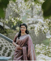 Dusty Rose Banarasi Silk Saree | Wedding & Festive Wear