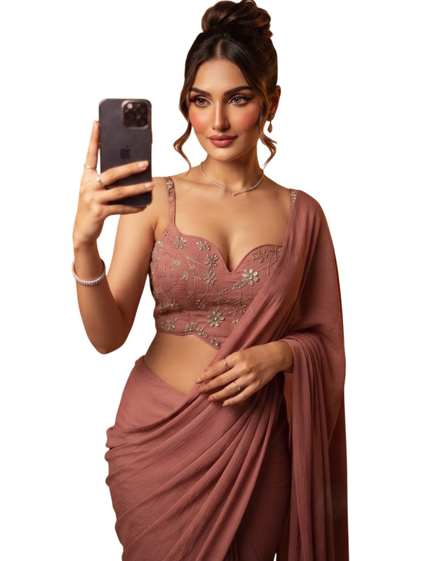 Dusty Rose Bollywood Designer Saree | Party & Festive Wear detail view