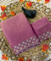 Dusty Rose Satin Saree with Zari Weaving & Siroski Border | RD TANISHKA