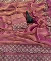 Dusty Rose Satin Saree with Zari Weaving & Siroski Border | RD TANISHKA