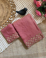 Dusty Rose Space Silk Jarkan Work Saree for Wedding & Party | RD TAMANAH