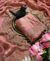 Dusty Rose Space Silk Jarkan Work Saree for Wedding & Party | RD TAMANAH