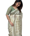 Elegant Premium Linen Cotton Saree - Pista | Daily Wear & Festive Wear
