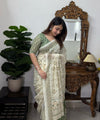 Elegant Premium Linen Cotton Saree - Pista | Daily Wear & Festive Wear