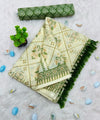 Elegant Premium Linen Cotton Saree - Pista | Daily Wear & Festive Wear