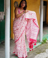 Elegant Printed Premium Linen Cotton Saree - Pink | Daily Wear & Festive Wear