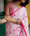 Elegant Printed Premium Linen Cotton Saree - Pink | Daily Wear & Festive Wear